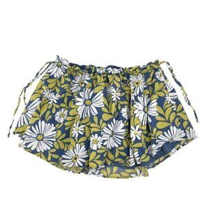 Aerie Retro Hippie Daisy Gypsy Floral Pull-On Mini Skirt Blue Green size XL
